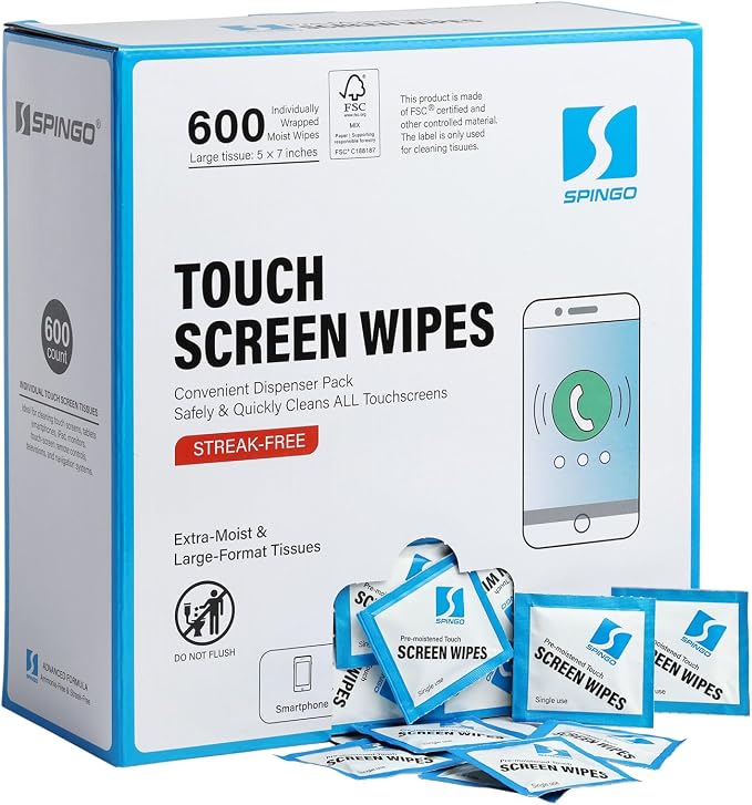 600 Count Screen Wipes, Screen Cleaner Wipes for Electronics, Touchscreens | Streak-Free & Scratch-Free Electronics wipes for Phone, Laptop, Computer, Monitor, Touchscreens, Care Screens, Eyeglasses.