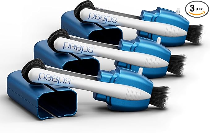 Peeps Glasses Cleaner - for Eyeglasses, Reading Glasses, and More - Lens Cleaner with Carbon Microfiber Tech-Soft Touch Blue-3 Count (Pack of 1)