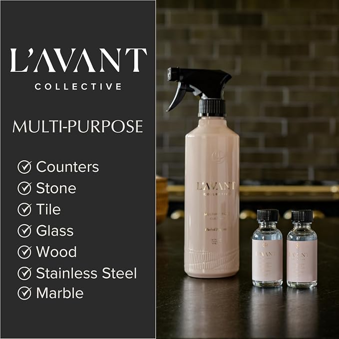L'AVANT Collective Luxury Multipurpose Surface Cleaner | All Purpose Cleaning Spray, Plant-Based & Non-Toxic, EPA Safer Choice, Refillable recycled plastic bottle | 16 Fl Oz | Blushed Bergamot