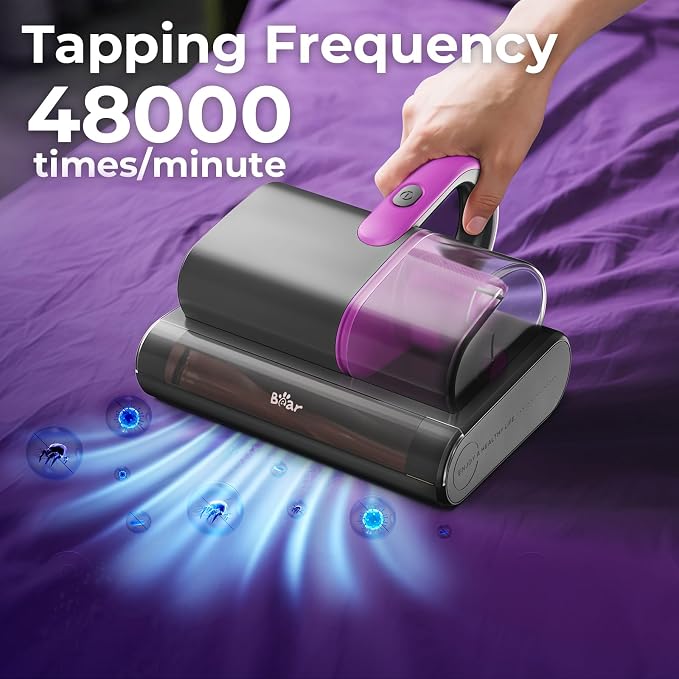 Bear Mattress Vacuum Cleaner, Bed Vacuum Cleaner with 253.7nm UV-C Light, 140°F Heat, HEPA Filter, 15Kpa Strong Suction Versatile Handheld Vacuums for Bed, Sofa, Couch, Dust & Pet Hair(Corded)