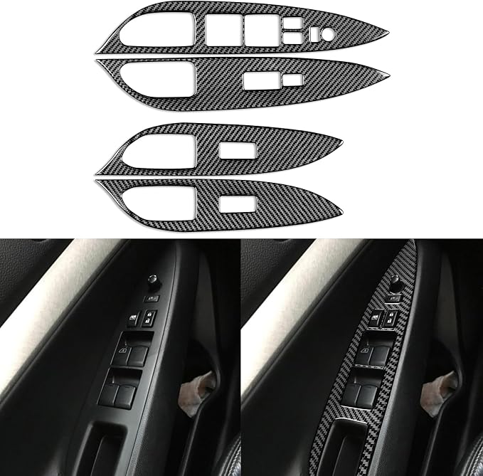 Real Carbon Fiber Trim for Infiniti Accessories | for G37 G25 Q60 Q40 X S Sedan 2008-2015 2009 2010 2011 2012 2013 2014 Window Lift Switch Panel Thick Overlay Decal - B