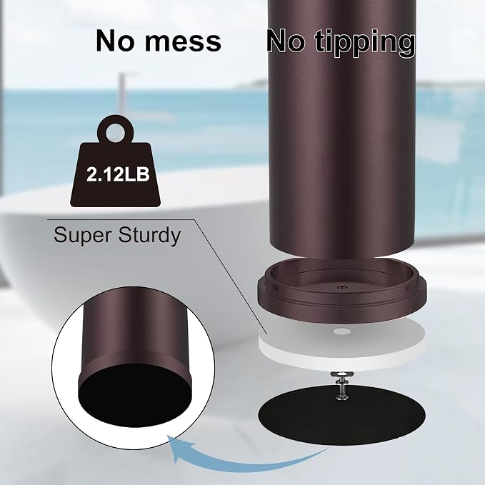 Stainless Steel Toilet Brush and Holder Set,Extra Long Handled Toilet Brush for Bathroom,Heavy Duty Toilet Bowl Brush,Modern Toilet Cleaner Brush, Splash Protection,Deep Cleaning (Bronze)