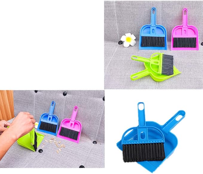 Mini Dustpan and Broom Set 1 Pcs Dustpan Brush Set Portable Plastic Brush Set (Blue) Used for Tool Brush Keyboard Home Kitchen Sweeper Table Desk Office