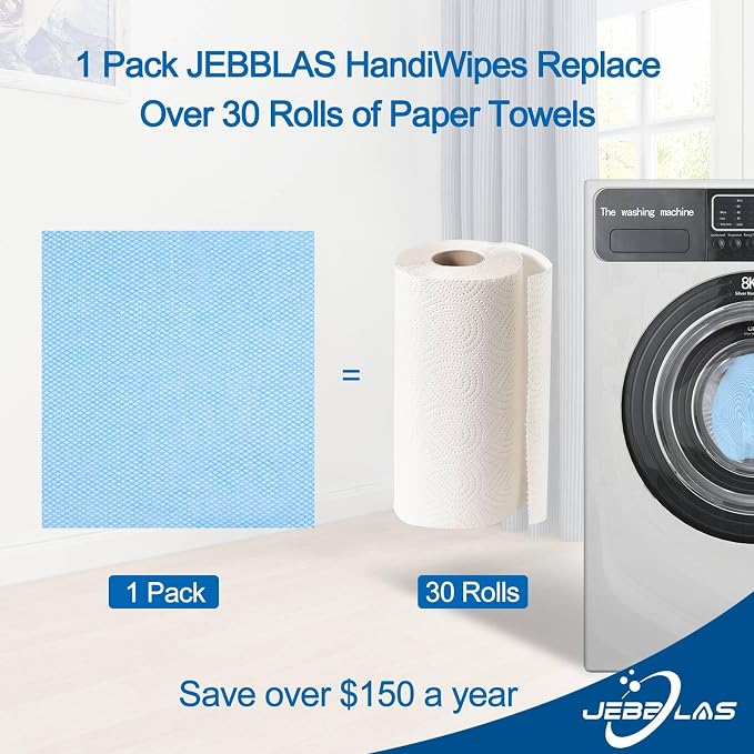 JEBBLAS Disposable Dish Towels and Cloths, Reusable Wipes, 50 Count/Pack, Green