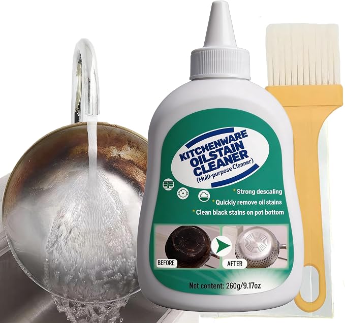 Kitchenware Oil Stain Cleaner, Multi-purpose Kitchen Cleaner, Pot Bottom Black Stain Cleaner, Pan Bottom Cleaning Paste,Powerful Kitchenware Cleaner, Oil Stain Remover (260, Grams)