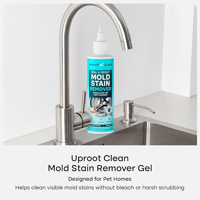 Uproot Clean Mold Stain Remover Gel 8 fl. oz.: Bleach-Free Gel Cleaner for Top & Front Load Washer Seals, Grout, Caulking, Refrigerators, & More - Fresh Floral Fragrance
