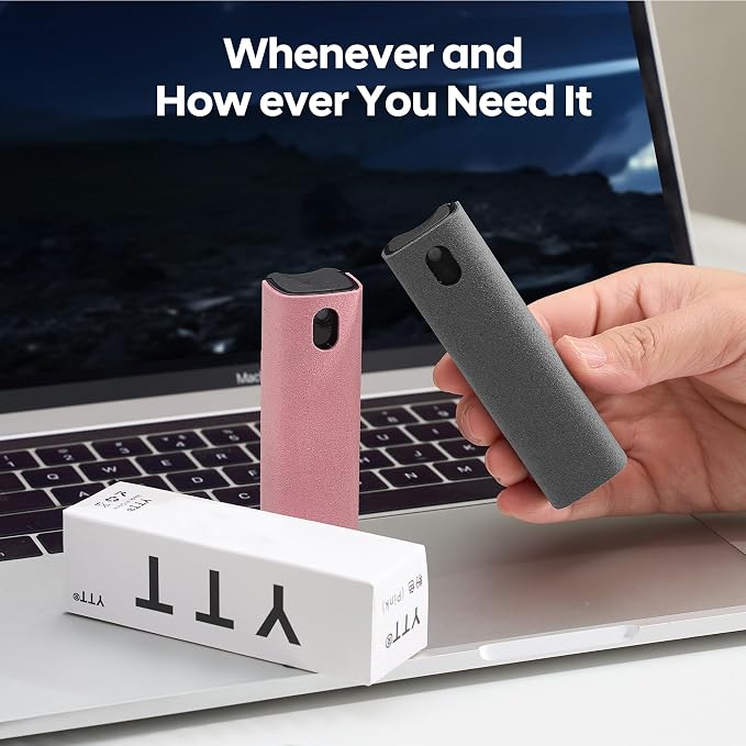 YTT Screen Cleaner, Screen Cleaner Spray Kit with Ultra-Fine Microfiber Cloth, Touchscreen Mist Cleaner for iPhone, iPad, MacBook, Laptop, Monitor & TV, Streak-Free Cleaner, Gray & Light Gray, 2 Pack