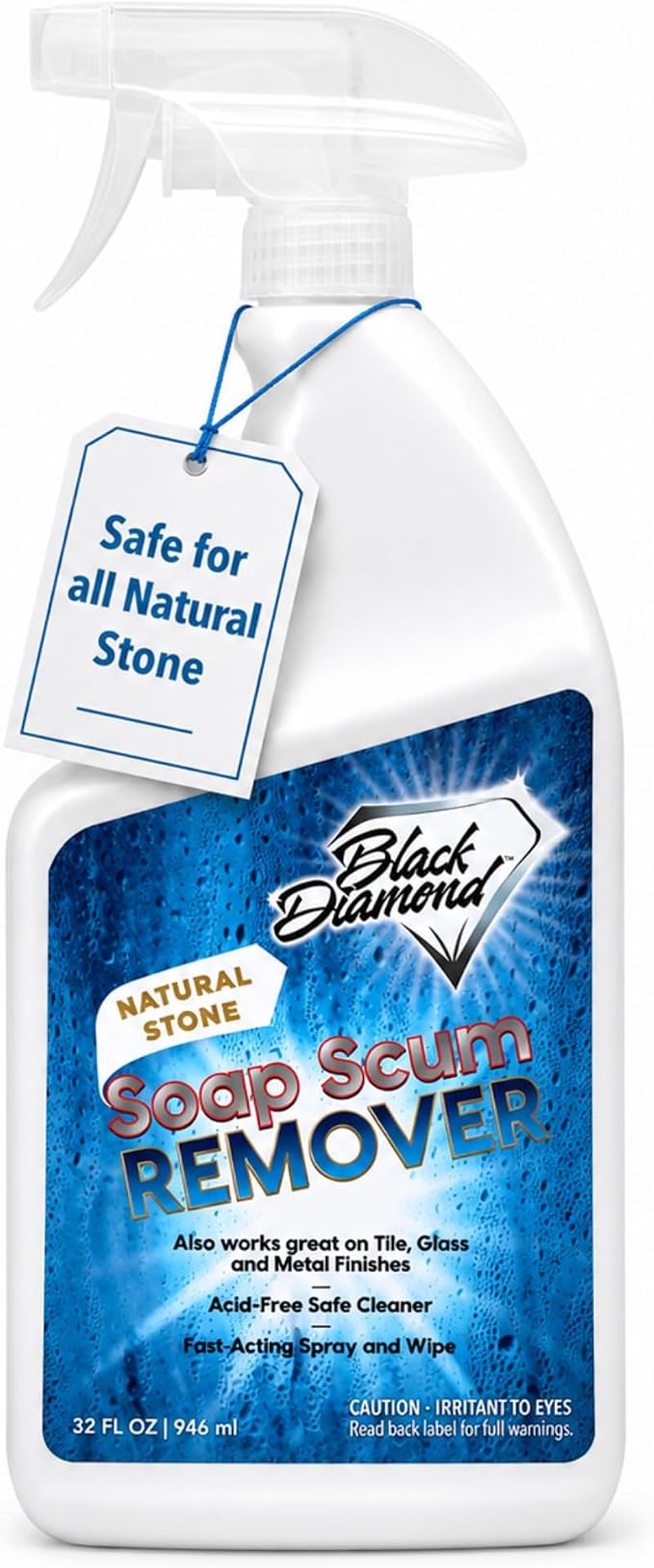 Black Diamond Stoneworks Soap Scum Remover – Natural Stone Safe Shower Cleaner for Marble, Granite, Travertine, Tile & Glass – Removes Soap Scum, Hard Water Buildup & Residue