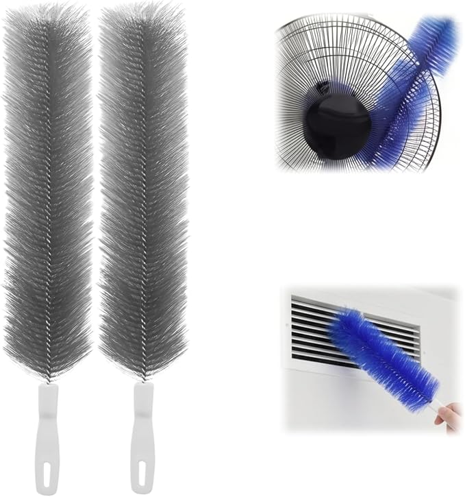 Bendable Microfiber Head, 2026 Fan Cleaner Brush, Washable Reusable Dust Remover for Fans, Air Conditioning, Curtain, Car Vents (Grey 2pcs)