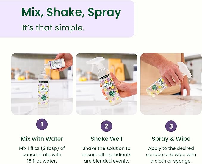 Good Natured Brand All-Purpose Cleaner Concentrate | 8oz makes 128oz | Lavender Essential Oil | 16X Concentrated Natural Multi-Surface Cleaner
