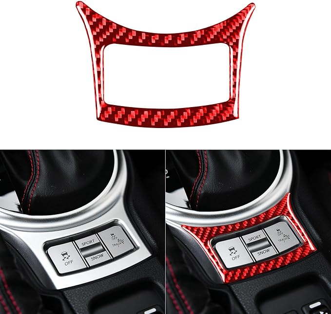 Car Red Accessories Drive Mode Select Button Decals Compatible with Subaru BRZ/Scion FR-S/Toyota 86 2016 2017 2018 2019 2020 Real Carbon Fiber Trim Stickers