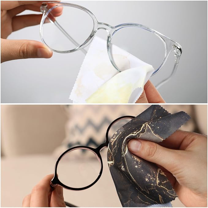 Copkim 24 Pcs Marble Eyeglasses Cleaning Cloths Microfiber Lens Cleaning Cloths Soft Reusable Glasses Tools for Eyeglasses Camera Lens Cell Phone Screen Glasses 6 x 6 Inches