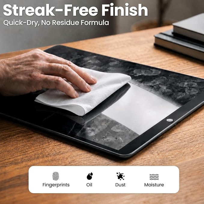 Electronic Wipes Screen Cleaner Streak-Free [2 Pack x40] Computer Screen Wipes, TV Screen Cleaner Wipes, Monitor Wipes for Smart TV, Laptop, iPhone, ipad and more - [Microfiber Cloth + 80 Wipes]