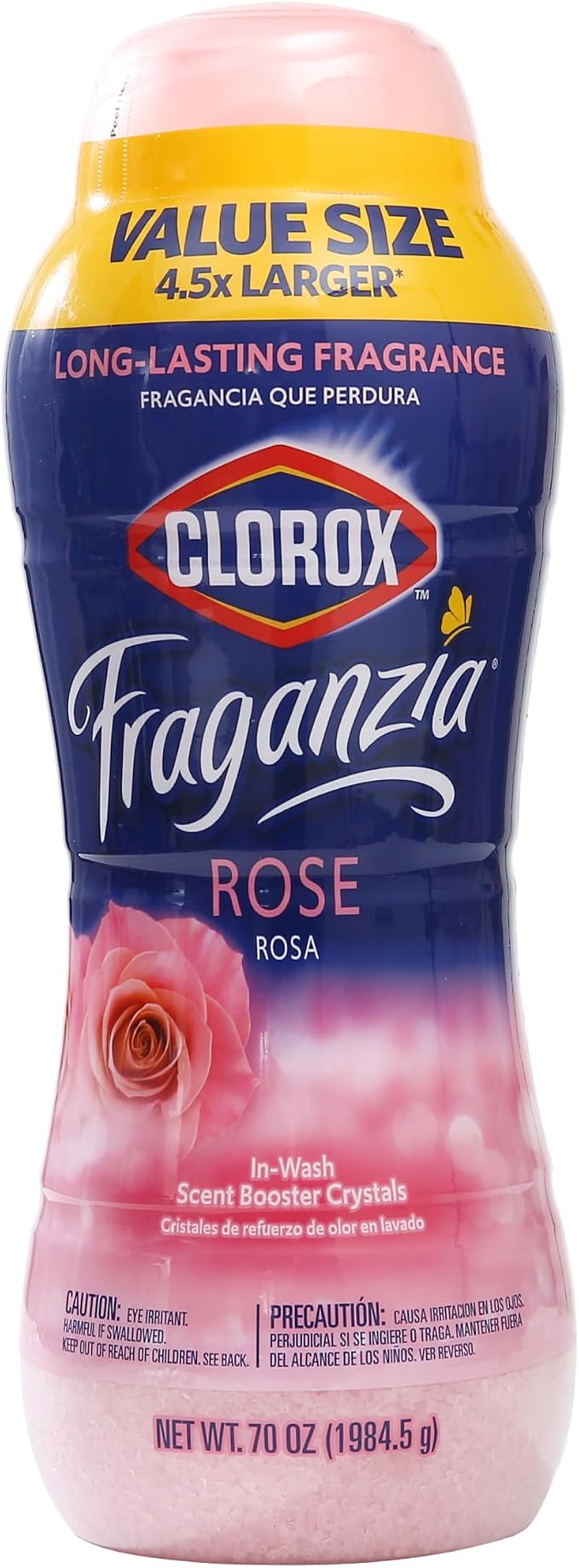 Clorox Fraganzia In-Wash Laundry Scent Booster Crystals Rose Scent Fresh Smelling Clothes Linens Safe All Fabrics Colors Easy Pour 70 OZ 6 Pack Extended Household Supply Standard HE Machines