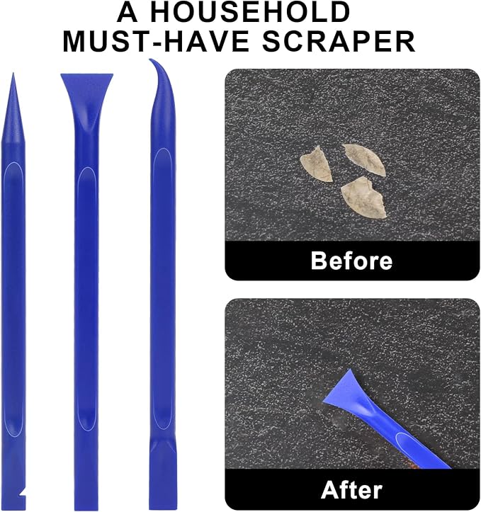 Car Crevice Cleaning Tool, 9 Pieces No-Scratch Plastic Scraper Tool for Tight Spaces, Multi-Use Small Paint Scraper Tool Sticker Remover for Kitchen, Crevices, Food, Paint, Labels, Oil Stains, Dirt