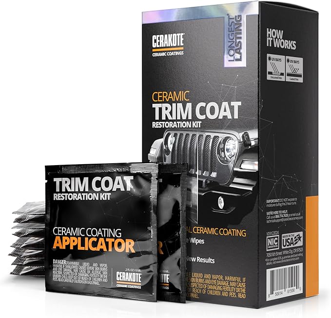 CERAKOTE® Ceramic Trim Coat Kit - Quick Plastic Trim Restorer - Ceramic Coating Guaranteed Restoration to Last Over 200 Washes – A Ceramic Coating, Not a Dressing | Quick Trim Restorer, Guaranteed Restoration Over 200 Washes, Ceramic Coating Not a Dres...