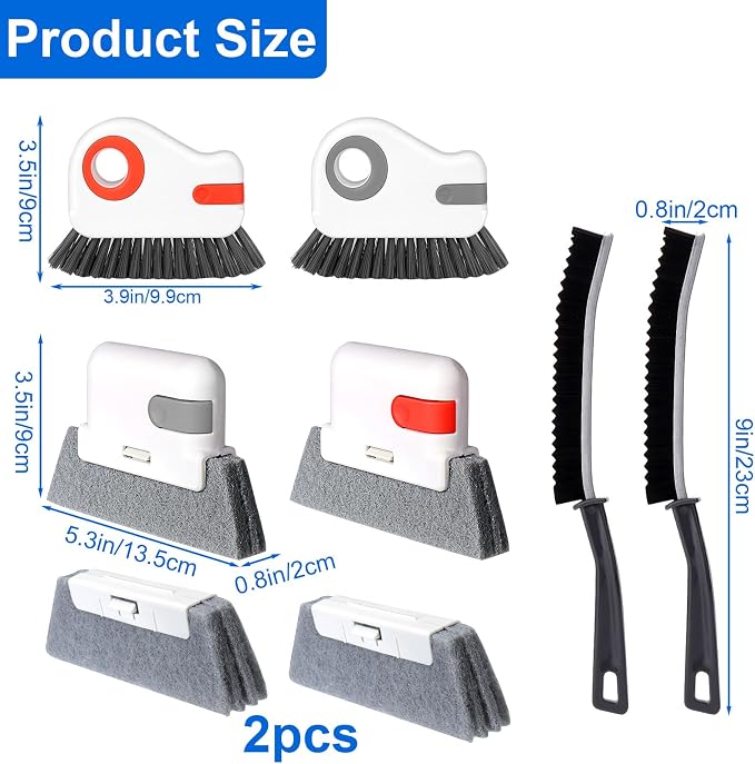 XANGNIER Window Track Cleaning Tools,Window Sill Cleaner Tool Kit,8 Pcs | Sliding Door Track Cleaner,Groove Crevice Seal Cleaning Brush for Tile Lines/Shutter/Car Vents/Air Conditioner/Keyboard