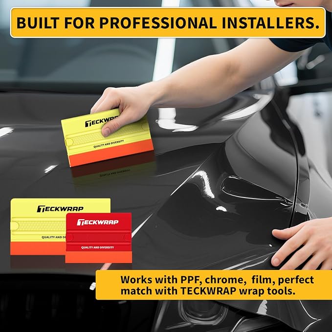 TECKWRAP Felt Squeegee for Vinyl Wrap Window Tint, Soft/Hard | Pro Car Wrap Tool Kit with 2 Hardness Levels Scratch-Free Tool for PPF, Decal, Inkjet Sticker Paper & Wallpaper DIY Projects
