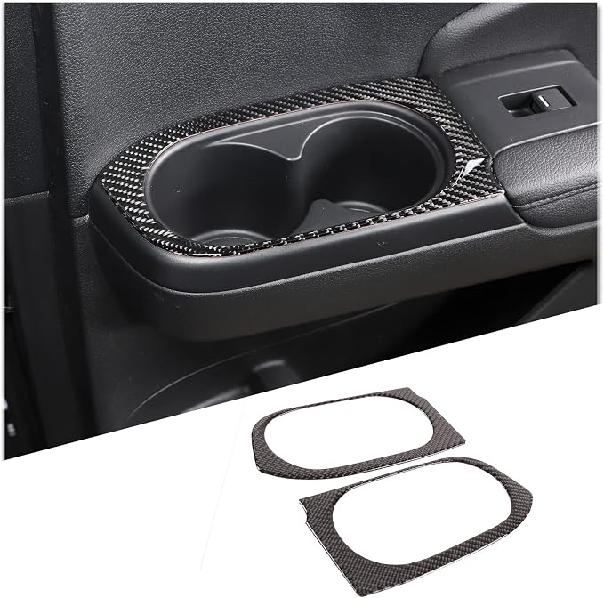 Door Armrest Panel Cup Holder Trim Frame Sticker for Honda Pilot 2016-2022/Ridgeline 2017-2023/Passport 2019-2023, 2rd Row Rear Seat Cup Holder Trim Cover (2rd Row Cupholder Trim Frame)