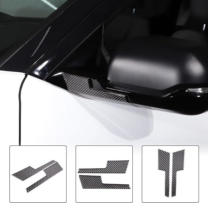 Aunginsy Car Rear View Mirror Collision Avoidance Anti-Scratch Trim Sticker Compatible with Toyota Tundra/Sequoia 2022-2024 Real Carbon Fiber Decorative Sticker Protection Cover Exterior Accessories