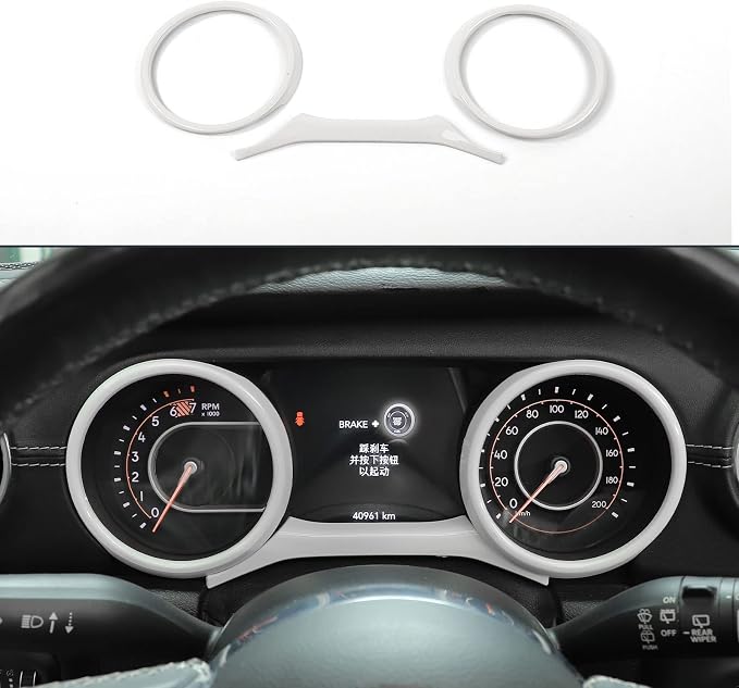 RT-TCZ for Jeep JL Dashboard Instrument Panel Gauges Trim Ring Cover for Jeep Wrangler JL JLU Gladiator JT 2018-2023 White Interior Accessories 3pcs