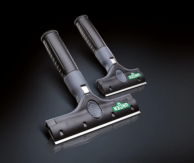 UNGER Commercial ErgoTec Ninja 4" Glass Window Scraper EN100 | Anti-slip handle; Adjustable Angle for Efficient Window Cleaning; hand or telescopic pole cleaning; Safety Cap