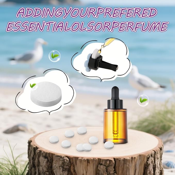 Round Essential Oil Diffuser Pad - 50 PCS Car Air Freshener Refill Felt Pads, Diffuser Refill Pads, Unscented Essential Oil Perfume Refill Pad, Mini Microfibre Air Filter Scent-Pads for Vent Clips