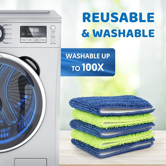 Spray Wet Mops for Floor Cleaning: Floor Mop with 2 Refillable Bottles | 5 Washable Pads for Swiffer Powermop, 360° Rotating Head, Commercial Dust Mop, for Hardwood Laminate Vinyl Wood Tiles Ceramic
