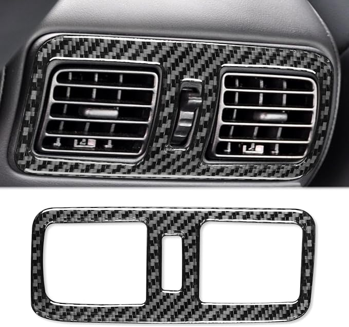 Real Carbon Fiber Trim for Infiniti Accessories | for G35 G37 X S 2007 2008 2009 2010 Convertible Center Rear Air Vent Outlet Frame Interior Thick Overlay Decal - B