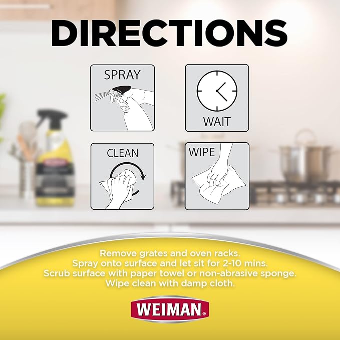 Weiman Heavy Duty Stove and Oven Cleaner and Degreaser for Glass, Ceramic Cooktops, BBQ grill grates - 2 Pack, 24 Oz w/MicroFiber Towel