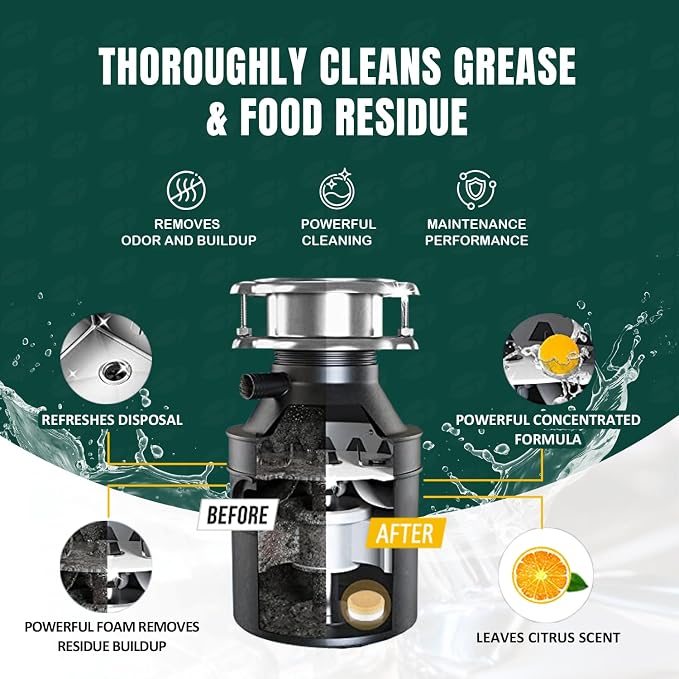 Garbage Disposal Cleaner Deodorizer Tablets 6 Pack Sink Freshener Kitchen | Deep foaming clean, Fresh scent, All disposal compatible,Effortless maintenance