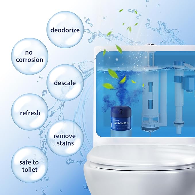 Toilet Bowl Cleaner, Automatic Long Lasting Continuous Toilet Bowl Cleaners, Bathroom Cleaner Prevent Stain Build Up Deep Clean,3 Bottles Septic Safe Toilet Bowl Tablets in Bottle Light Lemon Scent