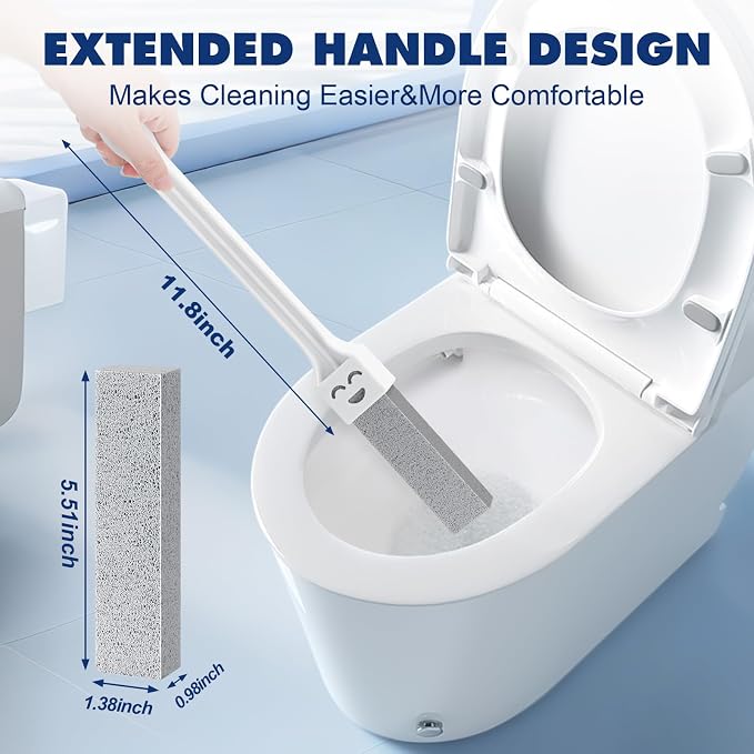 Navona 10 Pack Pumice Stone Toilet Bowl Cleaner with 2 Extra Long Handle,Pumice Stone Scouring Sticks for Toilets, Bathrooms, Kitchens, Spas and Pools