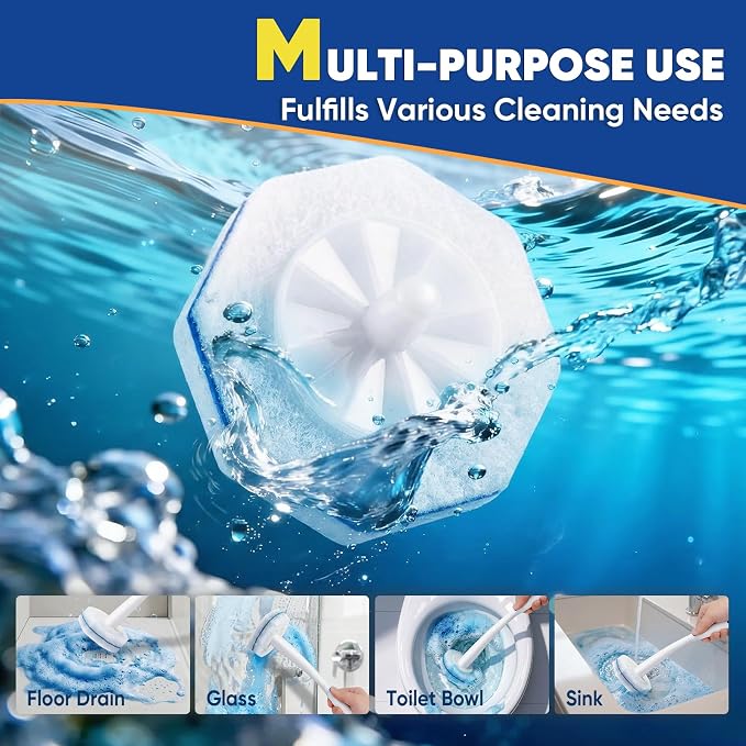 60Ct Disposable Toilet Brush Refills, Toilet Bowl Cleaner Refills, Bathroom Cleaning, Disposable Prefilled Cleaning Scrubbers, Compatible with Most Toilet Brushes