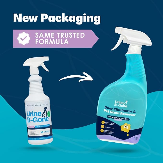 Urine B-Gone, Professional Enzyme Odor Eliminator & Pet Stain Remover, Human, Cat & Dog Urine Cleaner, Effective on Laundry, Carpets & More, Lavender Scent, 32oz