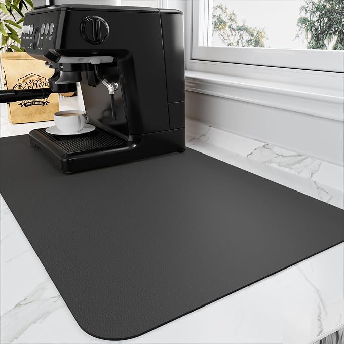 HotLive Coffee Mat - Absorbent Hide Stain Rubber Backed Dish Drying Mat for Kitchen Counter - Bar Mats for Countertops Accessories Fit Under Coffee Maker Espresso Machine