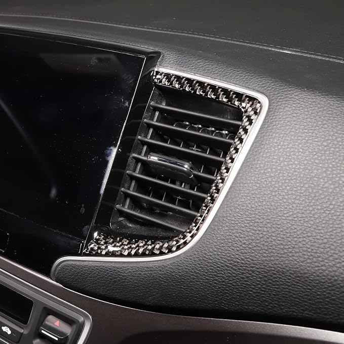 Center Console Air Outlet Trim Cover for Honda Pilot 2016-2022/ Ridgeline 2017-2023/ Passport 2019-2023, Central Dashboard Panel Air Vent AC A/C Trim Sticker, Carbon Fiber (Center Air Vent Frame)