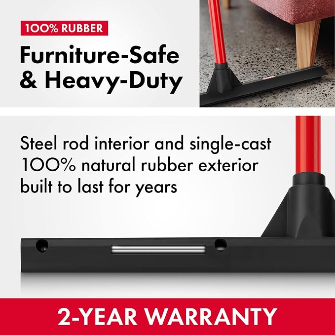 Tyroler Floor Squeegee Heavy Duty 17" | Floor Squeegee for Concrete Floor | Deck Squeegee Outdoor for Floor | 55" 4 Part Handle, Ideal Outdoor Squeegee for Patio, Tiles, Marble, Garage, Shower, Window