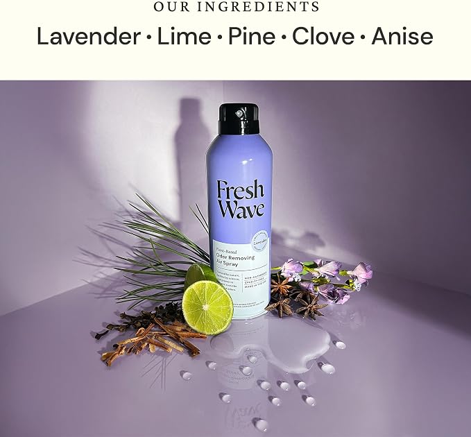 Fresh Wave Lavender Air Freshener Spray, 8 oz, 2-Pack Room Odor Eliminator | Non-aerosol fine mist, Plant oil formula, Paraben- and phthalate-free, Bathroom and pet area safe, Fabric and furniture use