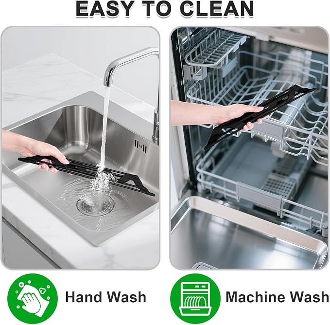 HANZENMA Triangular Sink Rack, Multi-Functional Rack Above the countertop, Foldable Sink Drying mat, Heat-Resistant, Non-Slip, and Rust-Proof Dish Rack (Black)