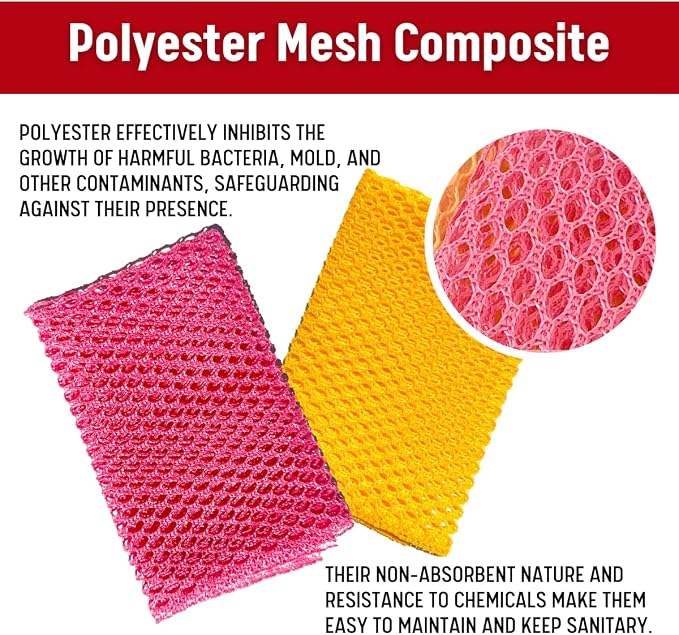 Unha's Mesh Dish Scrubber Cloths, 10 Pack, Product of Korea | quick dry polyester mesh dish scrubbers, reusable dish cloths, non-scratch, pots pans sink cleaning