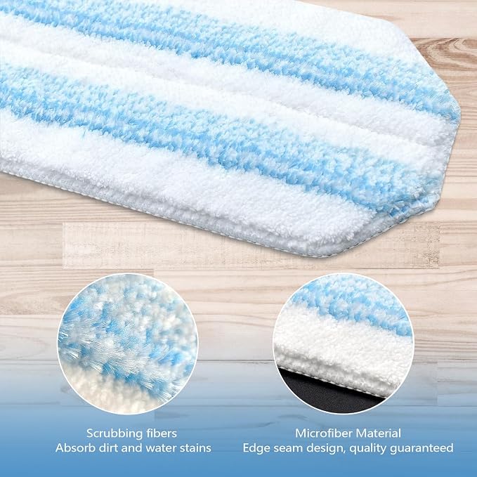 Pure Realm 6 Pack Mop Replacement Pads for Ocedar H2prO Flat Mop System | Washable and Reusable Handle Pads Refills for Floor Cleaning