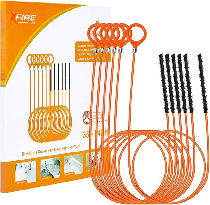 6pcs Hair Clog Remover Tool, 35 Inch Anti-Break Metal Drain Snake | Nylon Coating Sink Snake Safety Buckle Styles Drain Cleaner Hair Catcher Remover for Shower Bathroom Sink Tub 2026 Upgraded