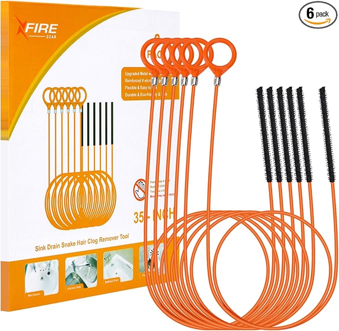 35 Inch Anti-break Metal Drain Snake, Hair Clog Remover, Drain Cleaner Tool with Nylon Coating Sink Snake, Clog Remover for Shower, Bathroom Sink Tub (6 Pack)