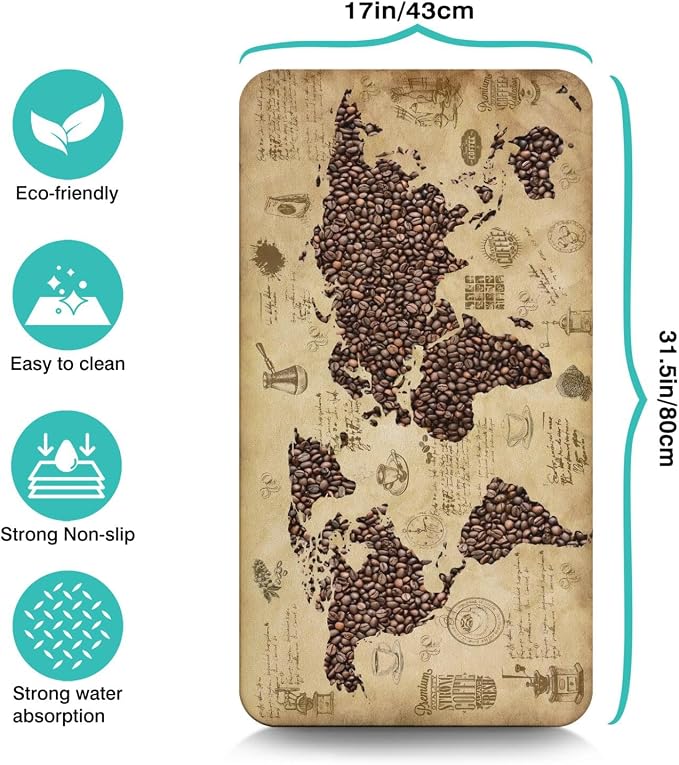 Coffee Mat 17inx31.5in,Coffee Bar Mat for Countertops,Absorbent Hide Stain Anti-Slip Coffee Bar Accessories Fit Under Coffee Machine Mat,dish drying mats for kitchen