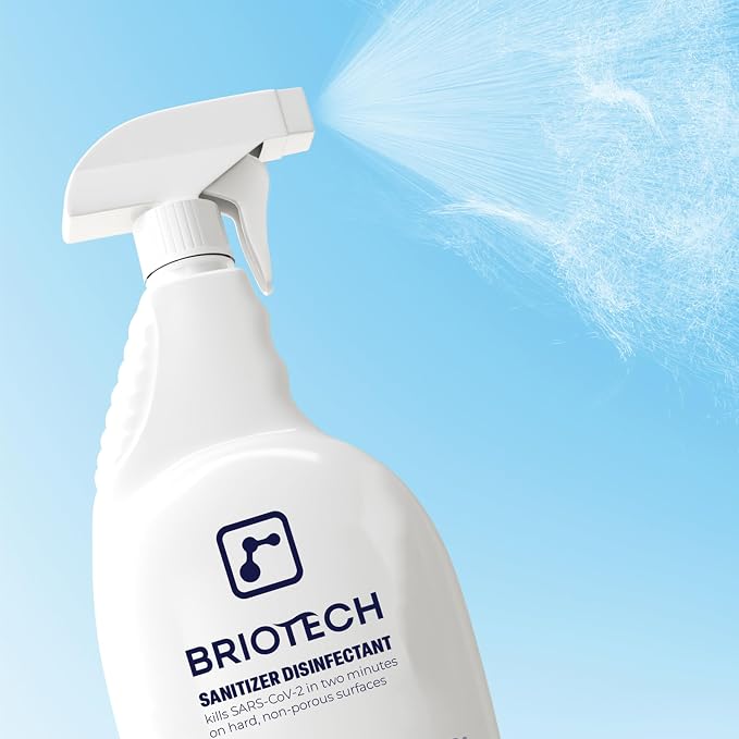BRIOTECH Sanitizer Disinfectant Hypochlorous Spray, Kill 99.99% of Viruses & Bacteria, Control Mold, Eliminate Odor, Gentle for Nursery & Play Rooms, Food Contact Surface Sanitizer, 32 fl oz