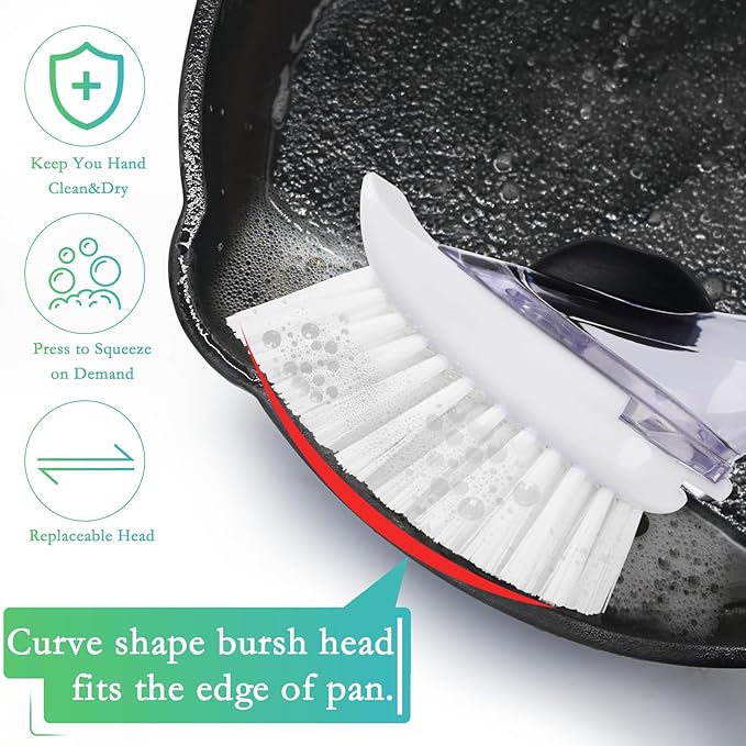 New Brush Refills for OXO New Soap Dispensing Dish Brush - 4 Pack Dish Brush Cleaning Soap Dispensing Head Replacement for Scrubber
