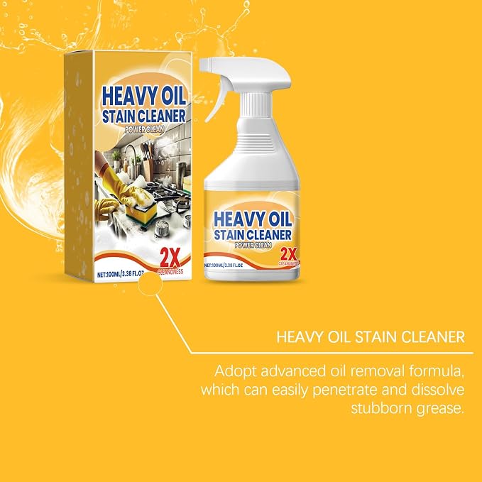 Heavy Oil Stain Cleaner 3.38 fl.oz, Kitchen Degreaser Spray | Helps remove grease, baked-on residue & grime from stovetops, range hoods, ovens & backsplashes; spray formula 3.38 fl.oz