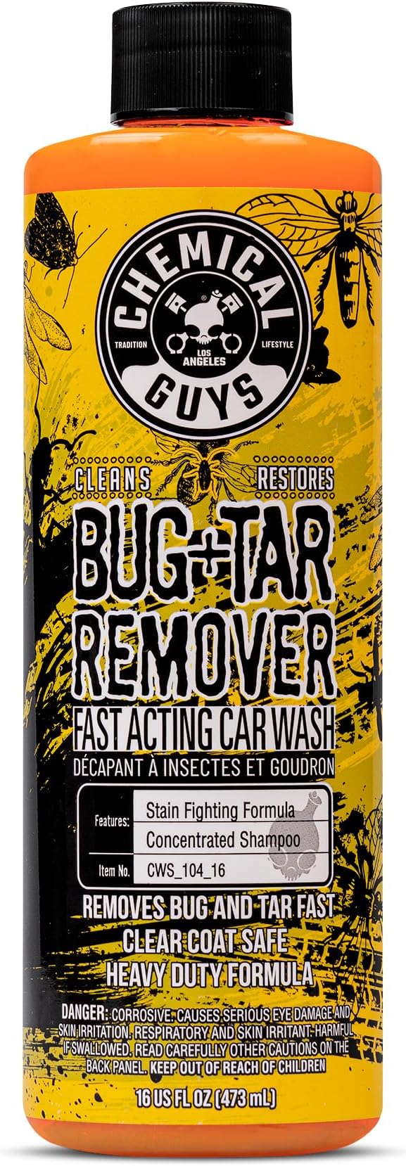 Chemical Guys, Bug & Tar Remover, Fast-Acting Pre-Wash for Paint, 16 oz | Loosens baked-on bugs, tar, sap and bird droppings before a wash, safe on paint, glass, chrome and plastic