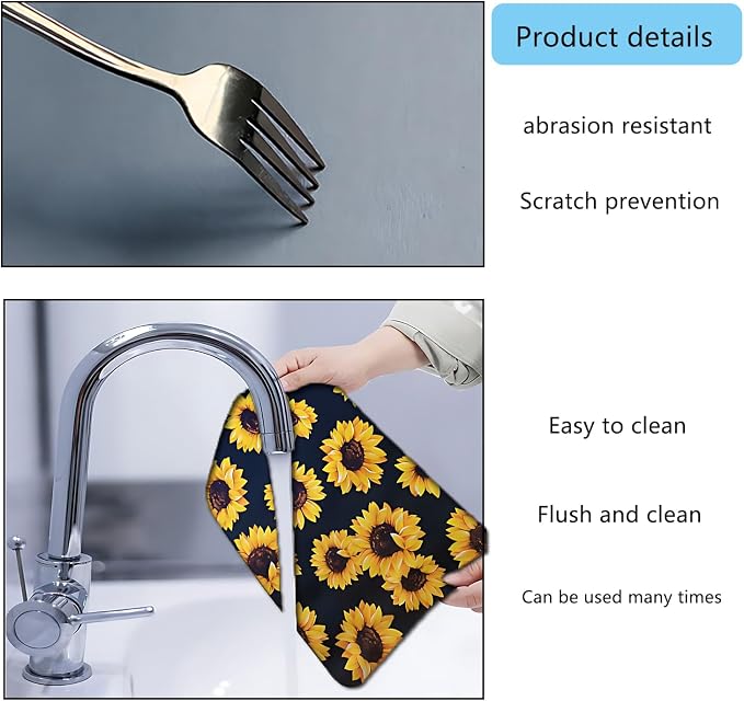 Sunflower Dish Drying Mat ,Absorbent Kitchen Mat For Kitchen Counter,Easy Clean Dish Rug For Kitchen,Bath,Bathroom,Home(sunflower) (17inches*30inches)